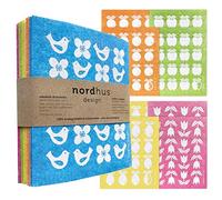 Nordhus Design Swedish Dishcloths,10 Cloths, Made in Sweden - Reusable, Washable Cellulose Cotton Kitchen Cloths - Replace Paper Towels, Wipes, Sponges, Dish Rags