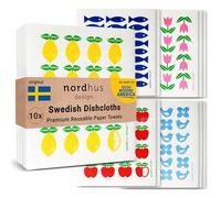 Nordhus Design Swedish Dishcloths, 10 Reusable Paper Towels, Made in Sweden - Reusable, Washable Cellulose Cotton Kitchen Cloths - Biodegradable, Absorbent & Quick Drying