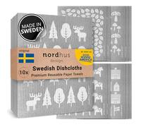 Nordhus Design Swedish Tea Towels, 10 Pack, Grey, Made in Sweden, Reusable, Washable, Cellulose Cotton, Replace Napkins, Wipes, Sponges and Dish Rags