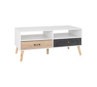 Seconique Coffee Table Nordic 2-Drawer – White/Distressed Effect, Metal Handles