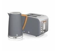 Swan Nordic Kitchen Set, 1.7L Fast Boil Kettle and 900W 2-Slice Toaster, Grey SK14610GRYN/ ST14610GRYN