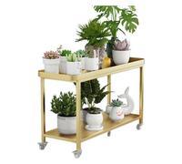 Nordic 2-Tier Metal Plant Stand - Cream Flower Pot Display Shelf Movable Planter Rack for Indoor & Outdoor Use Modern Multifunctal Garden & Home Decor Sto
