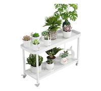 Nordic 2-Tier Metal Plant Stand - Cream Flower Pot Shelf for Indoor/Outdoor Use Movable Modern Planter Display Rack Slish Sto for Home & Garden Decor