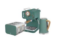 Nordic 4 Slice Toaster, Cordless Kettle and Coffee Machine Bundle in Green
