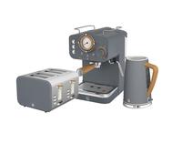 Nordic 4 Slice Toaster, Cordless Kettle and Coffee Machine Bundle in Grey