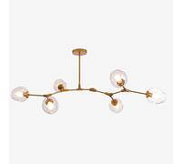 Nordic 5 Lights/6 Lights Glass Chandelier Gold Adjustable Lamp Arm Pendant Light Fixture E27 Industrial Indoor Ceiling Lamp for Living Room Bedroom Kitchen