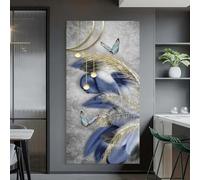 Nordic Abstract Feather Butterfly Canvas Posters Prints Canvas Paintings Money Tree Wall Art for Living Room Home Decor 50x100cm(20x39in) Withframe
