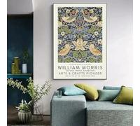 Nordic Abstract William Morris Flower Leaf Bird Minimalist Wall Art Print Canvas Painting Posters Living Room Home Decor(30x40cm/Frameless)