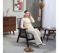 Nordic Accent Chair with Solid Wood Frame for Living Room, Bedroom HOMCOM Grey One Size
