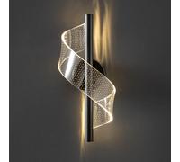 Nordic All Copper Wall Sconce Creative Spiral Wall Light with Acrylic Shade 18W Adjustable 3 colour Dimmable LED Wall Lamps 3000-6000K for Living Room Bedroom Corridor Stairs Balcony Aisle
