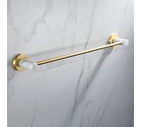 Nordic Aluminum Towel Rail for Bathroom Brushed Finish Hand Towel Holder Natural Marble Design Space-Saving Single Pole Stylish Bath Accessory& Efficient