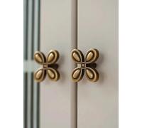 Nordic Antique Brass Cabinet Door Handle Creative Four-Leaf Clover Gold Drawer knob Kitchen cabinets Pull Dresser Bronze Handles(Bronze-41mm)