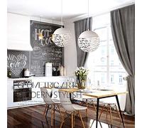 Nordic Art Sphere Chandelier Creative Hollow Shape Pendant Lamp Modern and Simple Light Fixture Suitable for Bedroom Kitchen Island Dining Room Hanging Light
