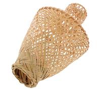 Nordic Bamboo Rattan with Handle Lantern Shade for Candles | Khaki Finish, Scandinavian Style Decor, Versatile Porch and Patio Ambience for Hospitality Venues