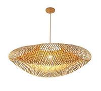 Nordic Bamboo Weaving Lamp Cage Pendant Light Creative Rattan Bird's Nest Chandelier E27 Base Hanging Lamp for Bar Cafe Bamboo Weaving Ceiling Lights,Diameter 50Cm