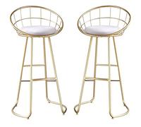 Nordic Bar Stool Milk Tea Shop Set of 2 High Chair with Low Back Net Red Gold Wire Hollow Counter Height Stool (65cm)