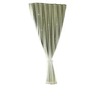 Nordic Blackout Curtain Solid Color Window Curtains Cut Out Sparkle Star Print Double Layer Elegant Drapes with Tulle Sheers For Kids Room Bedroom Decoration Green