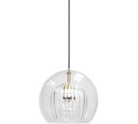 Nordic Blown Glass Chandelier Pendant Light Mini Industrial Modern Ceiling Fixture Double Ribbed Clear Shade E27 for Kitchen Island & Dining Room Globe Design