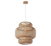 Nordic Braided Chaner Vintage Ceiling Pendant Light E27 with Adjustable Cord Rattan Ceiling Wicker Shade Kitchen Island Tea Room Hot Pot Restaurant Lantern Lamp