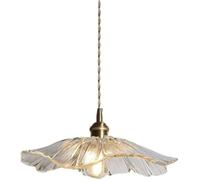 Nordic Brass Chaner with Creative Glass Lampshade, E27 Lotus Leaf Pendant Light, Decorative Lighting for, Hallways, Restaurants, Modern Home Decor