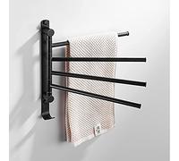 Nordic Brass Towel Rack - 4 Bar Mobile Towel Bars with Rotating Wall-Mount for Bathroom, Elegant Brushed Finish, Stylish Shower Towel Holder, Space-Saving Design