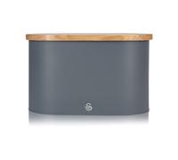 Nordic Bread Bin with Wooden Lid in Grey grey
