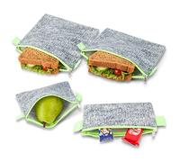 Nordic By Nature Cool Premium Grey & Neon Green Reusable Sandwich & Snack bags,Designer Set of 4 Pack,Resealable, Reusable and Eco Friendly Dishwasher Safe Lunch Bags, Toys, jewelry or Similar