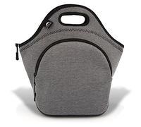 Nordic By Nature Large Neoprene Lunch Bag for Women & Lunch tote for Kids Insulated Lunch bag Reusable Washable Thick Neoprene & Soft Cotton Feel, Premium Stitching, Outside Pocket, (L) Grey/Black