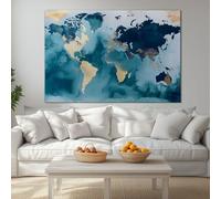 Nordic Canvas Watercolor Cyan Blue Marble Posters Bedroom 90 x 60 cm Wall Art for Boys Room Office, Canvas Art Prints Painting Artwork for Teen Kids Men Room Home Decoration