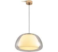 Nordic Ceiling Hanging Lamp,Cream Style Double-layer Glass Dining Room Chandelier,Adjustable Simplicity Home Laundry Kitchen Island Pendant Light,Island Counter Bar Table Single-head(Clear,39cm)
