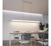 Nordic Ceiling Hanging Light Fixture Dining Table Office Bar,Contemporary Dimmable Light,Modern Linear LED Chandelier for Kitchen Island-White 100x4.5cm(39x2inch) Pendant lamp