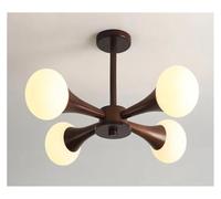 Nordic Ceiling Lamp Log Japanese Living Room Children's Chandelier Bedroom Home Decoration LED Gloss(Walnut lamp 4 Heads)