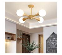 Nordic Ceiling Lamp Log Japanese Living Room Children's Chandelier Bedroom Home Decoration LED Gloss(Wood lamp 4 Heads)