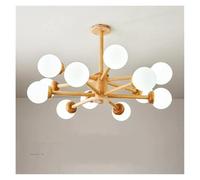 Nordic Ceiling Lamp Log Japanese Living Room Children's Chandelier Bedroom Home Decoration LED Gloss(Wood lamp 12 Heads)