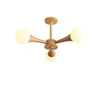 Nordic Ceiling Lamp Log Japanese Living Room Children's Chandelier Bedroom Home Decoration LED Gloss(Wood lamp 3 Heads)