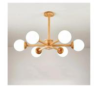 Nordic Ceiling Lamp Log Japanese Living Room Children's Chandelier Bedroom Home Decoration LED Gloss(Wood lamp 6 Heads)