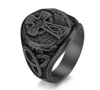 Nordic Celtic Knot Cross Ring, Men's Vintage Cross Stainless Steel Ring