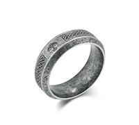 Nordic Celtic Tree of Life, Rune Rune, Viking Ring, Men's Stainless Steel Retro Handmade Jewelry