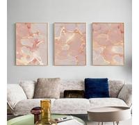 Nordic Champagne Pink Gold Marble Abstract Canvas Prints Art Poster Picture Wall Corridor Modern Simple Home Decor 60x80cm-3Pcs Frameless