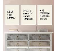 Nordic Chef Wall Art Cute Cooking Art Prints Heart Minimalist Print Canvas Painting Posters for Bedroom Modern Home Decor 60x80cm-3Pcs Frameless