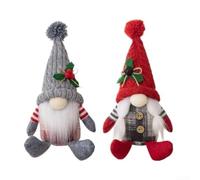 Nordic Christmas Ornament Swedish Tomte Figurine Faceless | Gnome Doll Red Grey Cloth Decor for Home Shelf Mantel Desktop Holiday Party Centerpiece Rustic Winter Decoration
