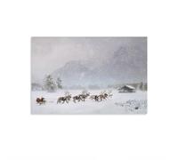 Nordic Christmas Wall Art Printable, Santa Sleigh Reindeer Print, Scandi Decor, Snowy Winter Landscape Poster Unframe-style 20x30inch(50x75cm)