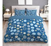 Nordic Circle Colour Block Pattern Queen Duvet Cover Set for Kids Teens Adults, Polka Dot Theme Soft Microfiber Bedding Set, Wrinkle Resistant Easy care Quilt Cover