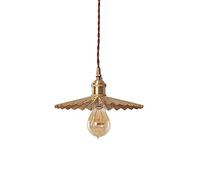 Nordic Classic Pleated Bronze Pendant Lamp Brass Modern Adjustable Hanging Chandelier Farmhouse Ceiling Light for Hallway Porch Kitchen Bedroom Coffee Shop Dining Room Hanging Light