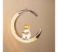 Nordic Classical Astronaut Hanging Pendant Light Moon Light Ceiling For Kids Bedroom Nordic Spaceman LED Lighting Fixture Acrylic Gold Chandelier For Boy Girl Bedside Child Room Cafe Restauran