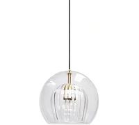 Nordic Classical Blown Glass Pendant Light Kitchen Island Double Ribbed Clear Shade Mini Pendant Lighting E27 Industrial Modern Ceiling Hanging Lamp Globe Chandelier For Bedroom Restaurant Loft Made
