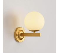 Nordic Classical Matte Black Globe Wall Sconce Electric d Milk Glass Wall Mounted Light Mid Century Modern Wall Lamp Indoor Frosted Ball Bathroom Vanity Light for Farmhouse Bedroom