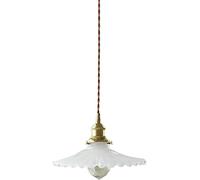 Nordic Classical Rustic White Pendant Light Kitchen Island Nordic Milk Glass Hanging Ceiling Lamp Copper Pleated Shade Suspended Mini Chandelier E27 Adjustable Luminaire Bedroom Dining Table Ba Aqiong