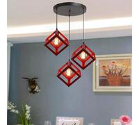 Nordic Country Iron Chandelier Retro Chinese Red Ceiling Lamp Vintage Single Head 3 Head Combination Red Wrought Iron Pendant Light E27 Home Lighting For Living Room Bedroom Change for the