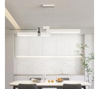 Nordic Creative Chandelier Dimmable Pendant Light Rustproof Iron Hanging 100cm Adjustable Pendant Acrylic shade Suspension Lighting for Meeting Room, Hotel, Museums